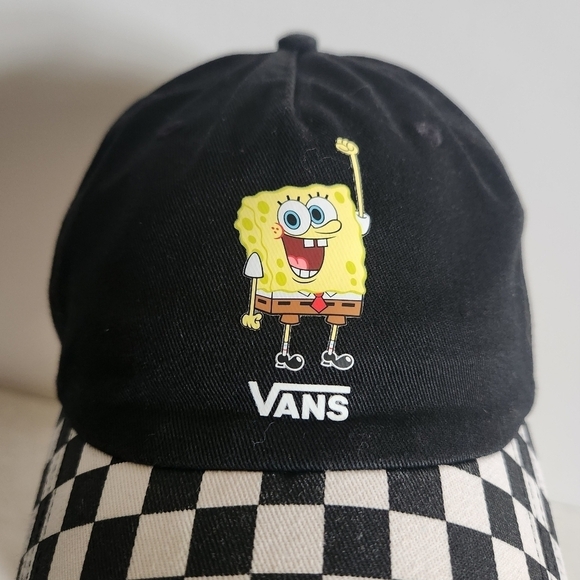 Vans x SpongeBob Court Side Dad Black White Checkered Hat Cap - Picture 4 of 15